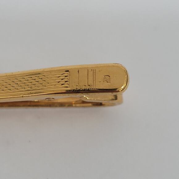 Dunhill Vintage Two Tone Tie Clasp Clip Bar Silver Gold Retro Logo Minimalistic - Picture 4 of 8